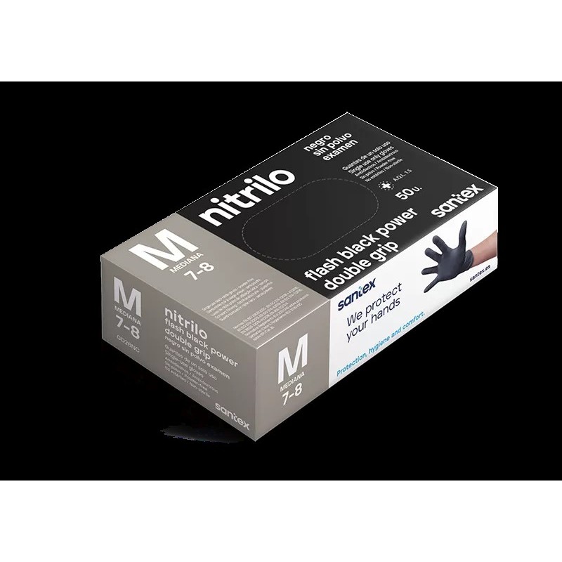 Guantes de Nitrilo Negro con Grabado Diamante