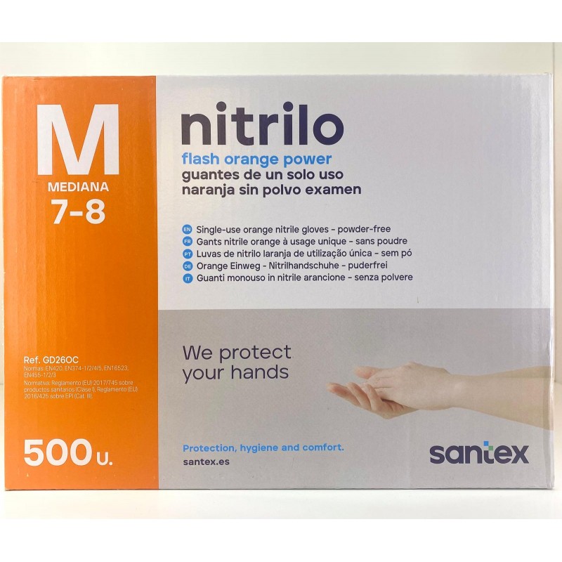 Guantes de Nitrilo Naranja Grabado Diamante
