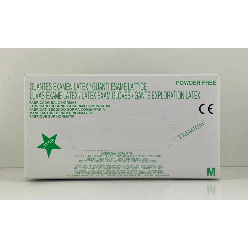 100 Guantes de examen látex