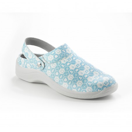 "Vista frontal - Diseño estampado azul"